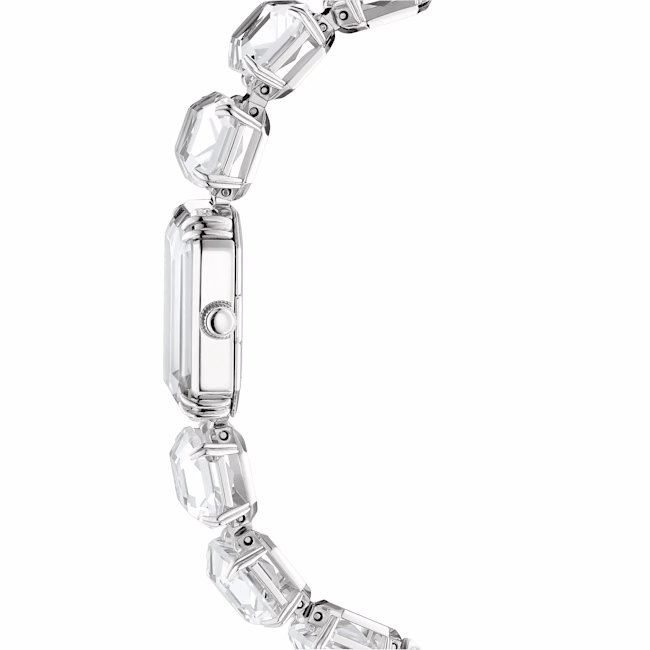 Uhr, achteckiges Armband, Weiß, Edelstahl