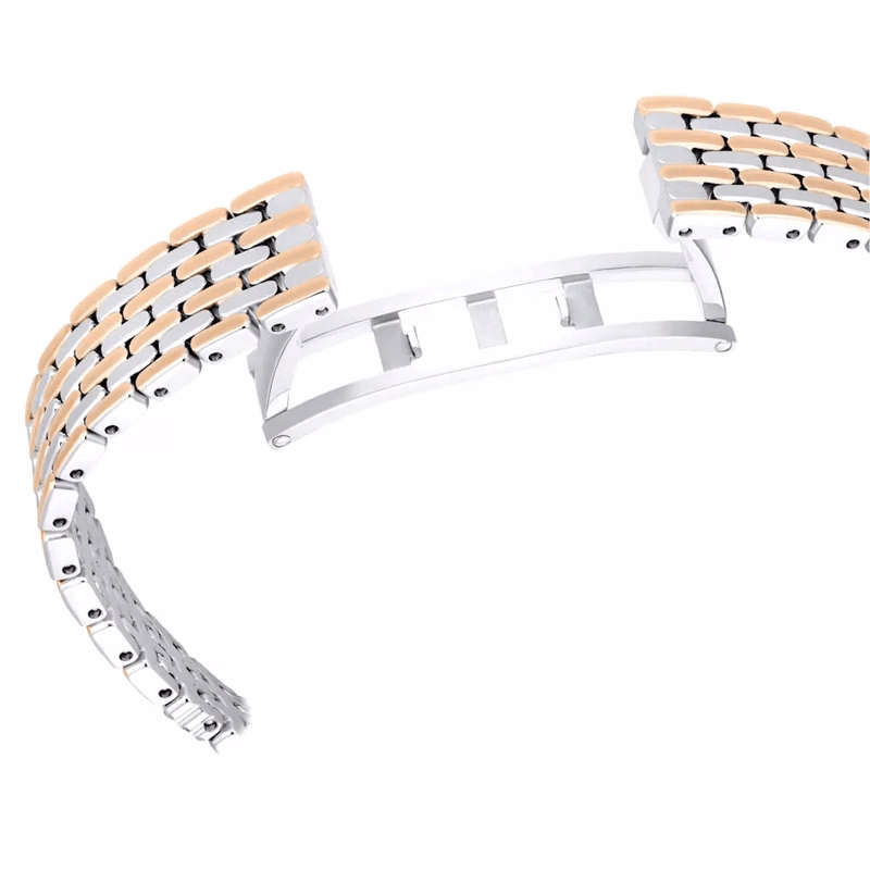 Attract Uhr, Swiss Made, Pavé-Fassung, Metallarmband, Roségoldfarben, Metallmix