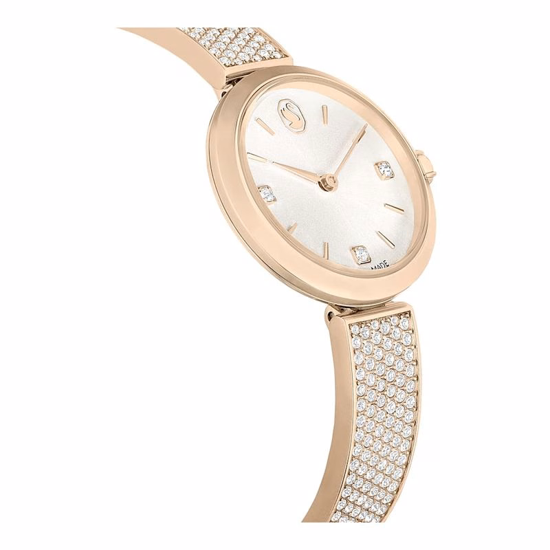 Illumina-Uhr, Swiss Made, Metallarmband, goldfarben, champagnerfarbenes Finish