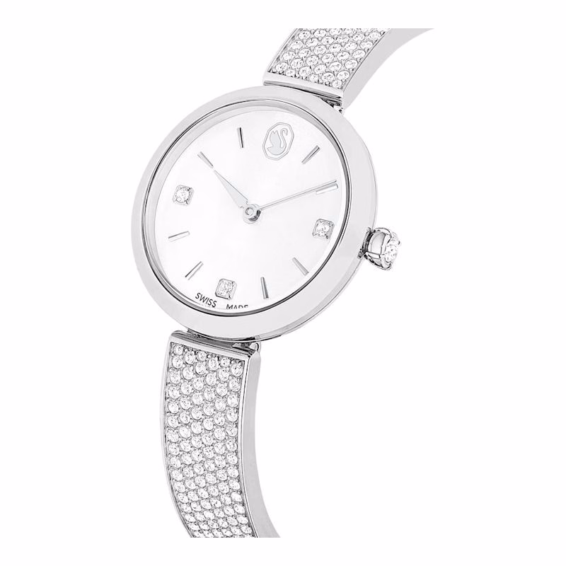 Illumina-Uhr, Swiss Made, Metallarmband, silberfarben, Edelstahl