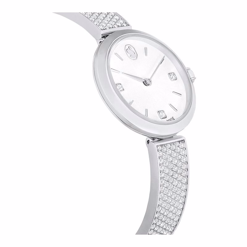 Illumina-Uhr, Swiss Made, Metallarmband, silberfarben, Edelstahl