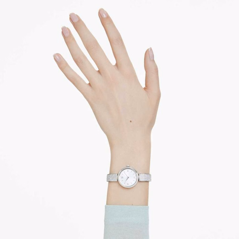Illumina-Uhr, Swiss Made, Metallarmband, silberfarben, Edelstahl