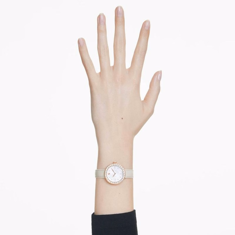 Certa Uhr, Swiss Made, Lederarmband, Beige, Roségoldfarbenes Finish