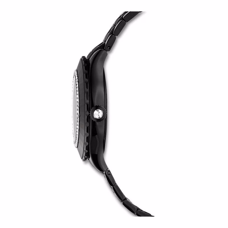 Octea Monduhr, Swiss Made, Mond, Metallarmband, Schwarz, Schwarze Oberfläche