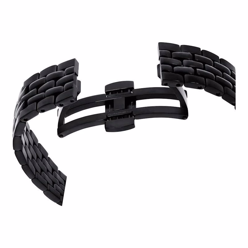 Octea Monduhr, Swiss Made, Mond, Metallarmband, Schwarz, Schwarze Oberfläche