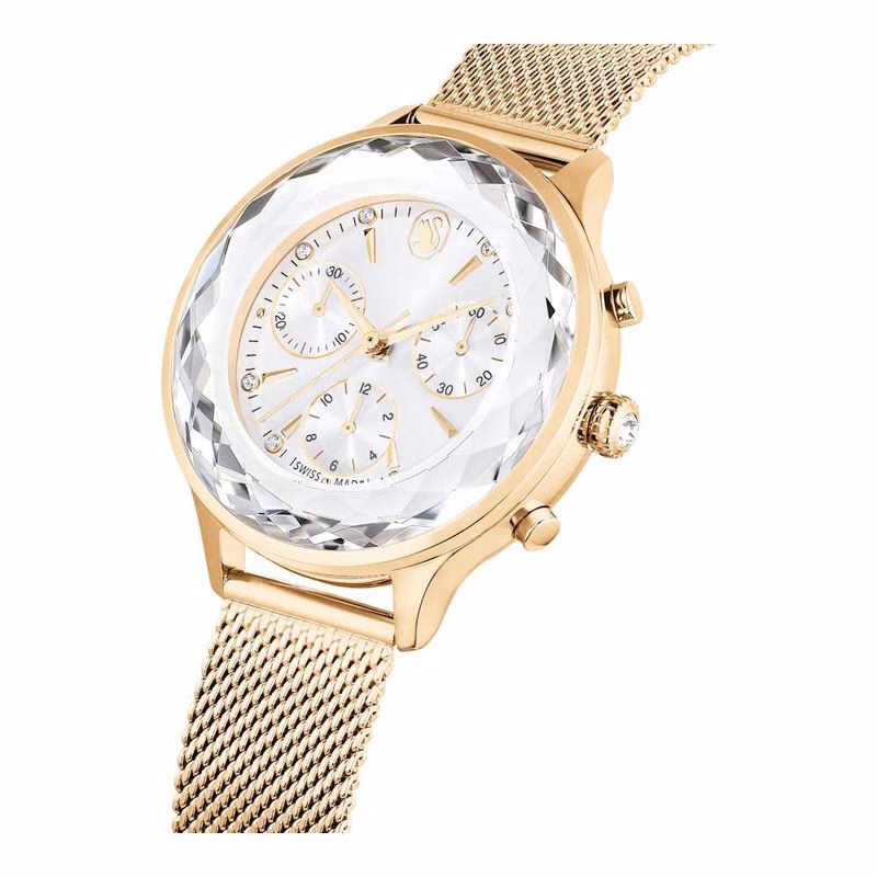 Nova Chrono Uhr, Swiss Made, Metallarmband, goldfarben, champagnerfarbenes Finish