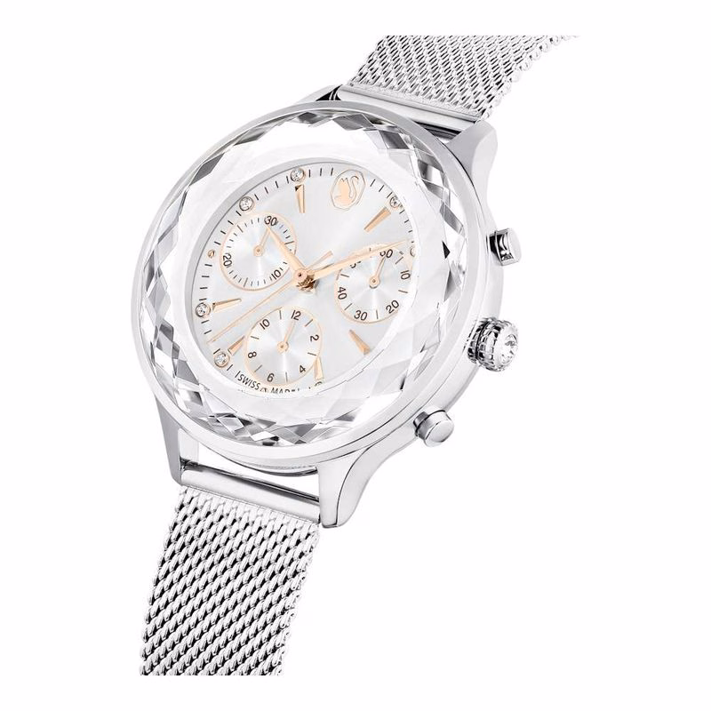 Nova Chrono Uhr, Swiss Made, Metallarmband, silberfarben, Edelstahl