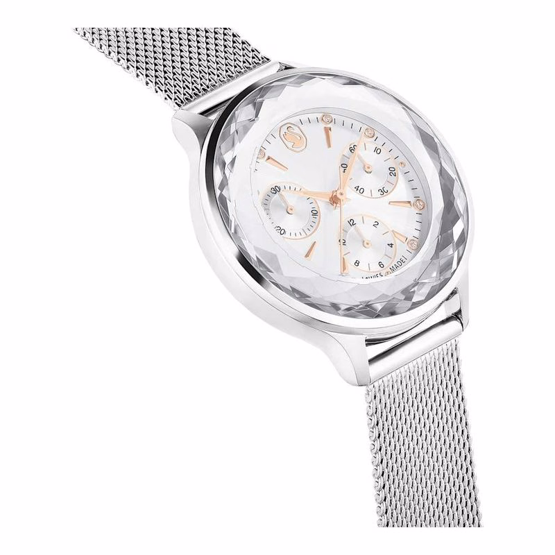 Nova Chrono Uhr, Swiss Made, Metallarmband, silberfarben, Edelstahl