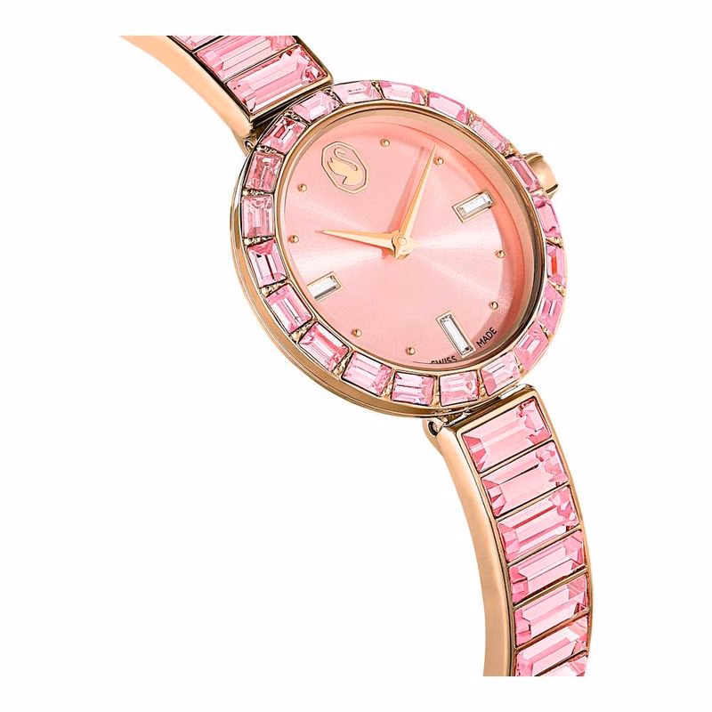 Matrix Armreifuhr, Swiss Made, Kristallarmband, Rosa, Roségoldfarben