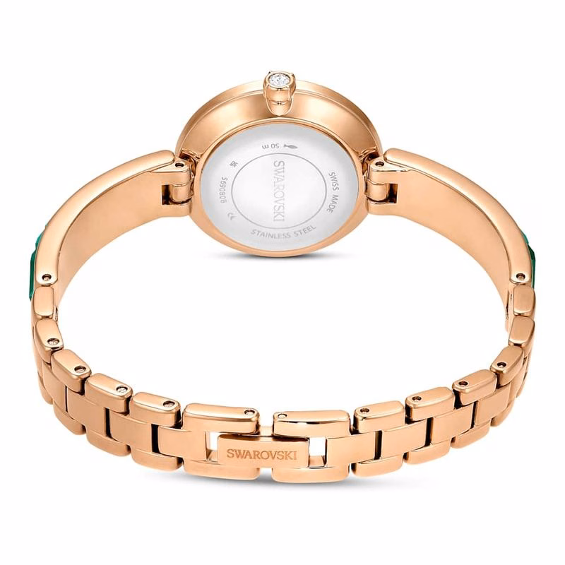 Matrix Armreifuhr, Swiss Made, Kristallarmband, Grün, Champagnergoldfarbenes Finish