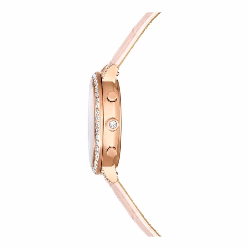 Matrix Tennis Chrono Uhr, Swiss Made, Lederarmband, Rosa, Roségoldfarbenes Finish