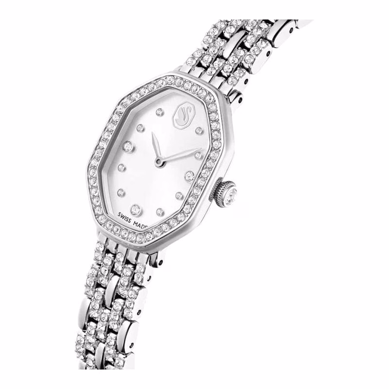 Dextera Octagon Uhr, Swiss Made, Metallarmband, silberfarben, Edelstahl
