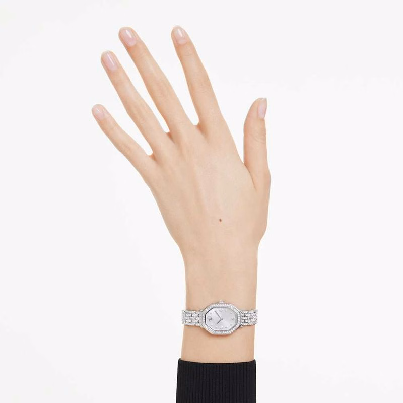 Dextera Octagon Uhr, Swiss Made, Metallarmband, silberfarben, Edelstahl