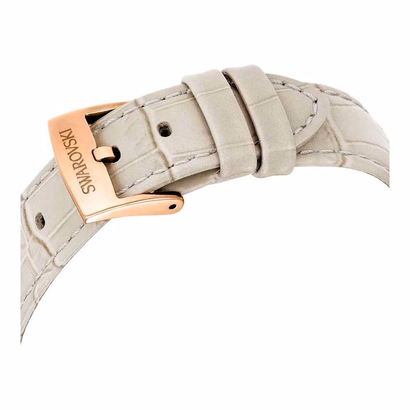 Matrix Tennis Chrono Uhr, Swiss Made, Lederarmband, Beige, Roségoldfarbenes Finish