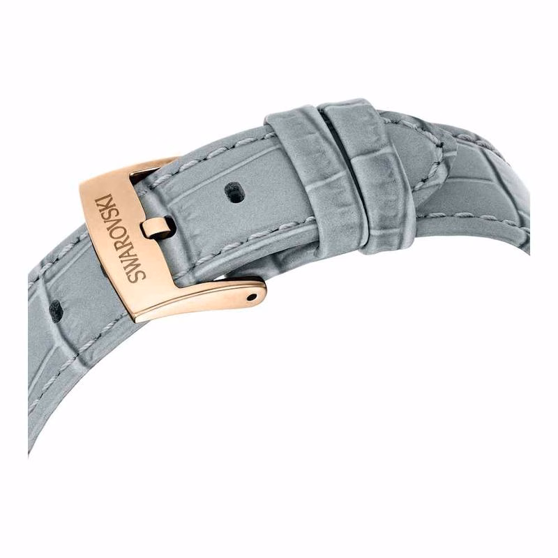 Matrix Tennis Chrono Uhr, Swiss Made, Lederarmband, Grau, Champagnergoldfarbenes Finish