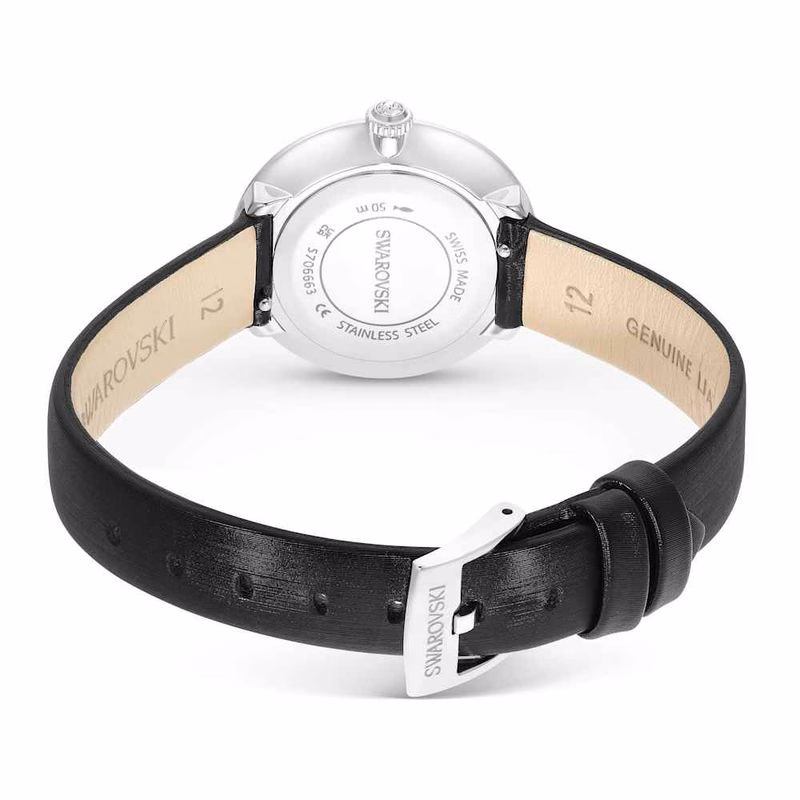 Matrix Tennisuhr, Swiss Made, Lederarmband, Schwarz, Edelstahl