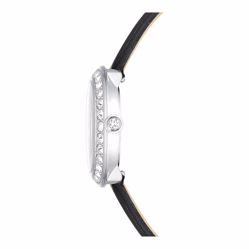 Matrix Tennisuhr, Swiss Made, Lederarmband, Schwarz, Edelstahl