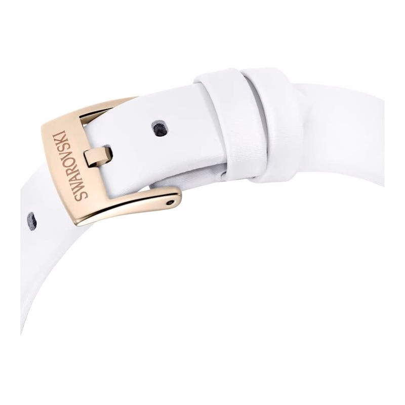 Matrix Tennisuhr, Swiss Made, Lederarmband, Weiß, Champagner-Gold-Finish
