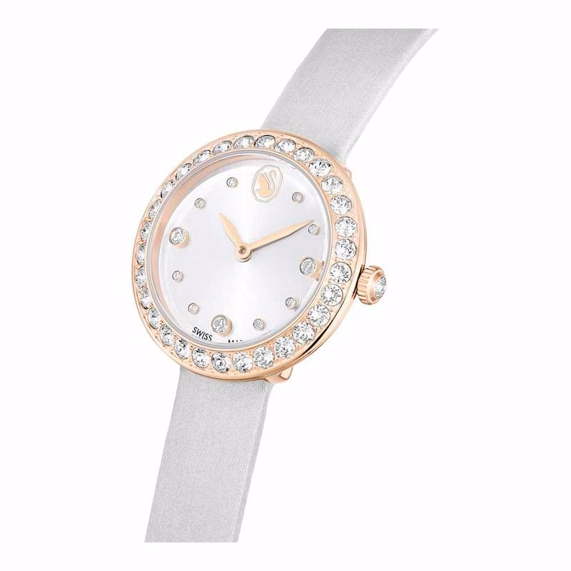 Matrix Tennisuhr, Swiss Made, Lederarmband, Grau, Roségoldfarbenes Finish