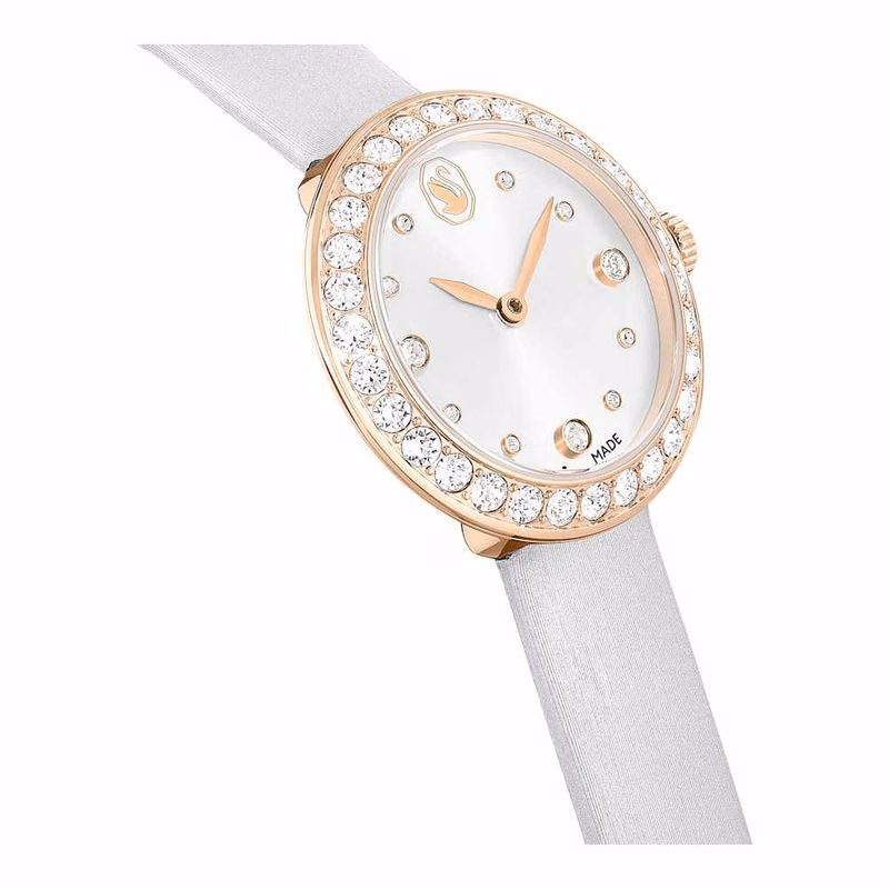 Matrix Tennisuhr, Swiss Made, Lederarmband, Grau, Roségoldfarbenes Finish