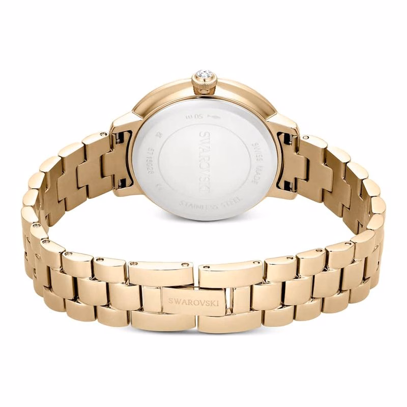 Schweizer Uhr, Metallarmband, goldfarben, champagnerfarbenes Goldfinish