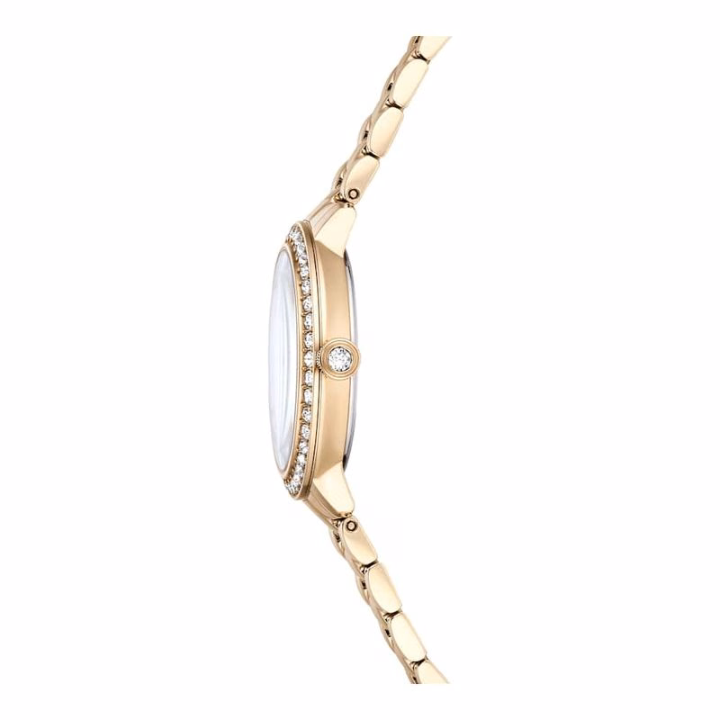 Schweizer Uhr, Metallarmband, goldfarben, champagnerfarbenes Goldfinish