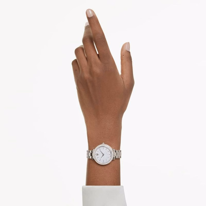 Schweizer Uhr, Metallarmband, goldfarben, champagnerfarbenes Goldfinish