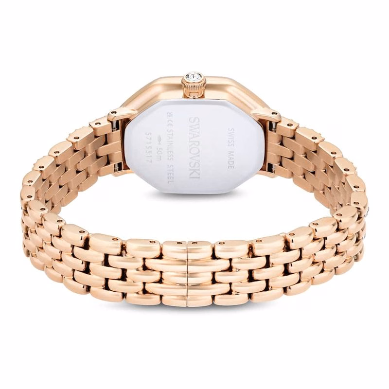 Dextera Octagon Uhr, Swiss Made, Metallarmband, goldfarben, roségoldfarbenes Finish