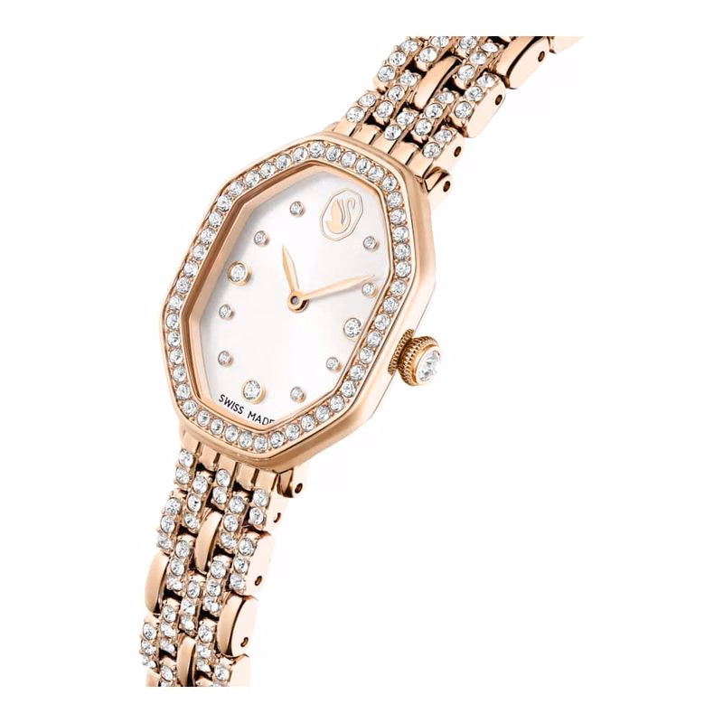 Dextera Octagon Uhr, Swiss Made, Metallarmband, goldfarben, roségoldfarbenes Finish