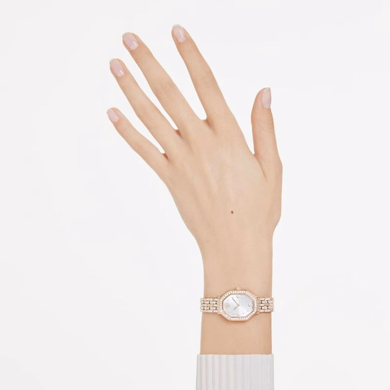 Dextera Octagon Uhr, Swiss Made, Metallarmband, goldfarben, roségoldfarbenes Finish