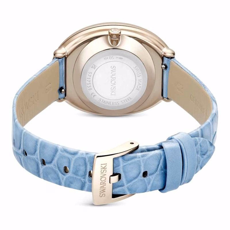 Imber Uhr, Swiss Made, Lederarmband, Blau, Champagner-Gold-Finish