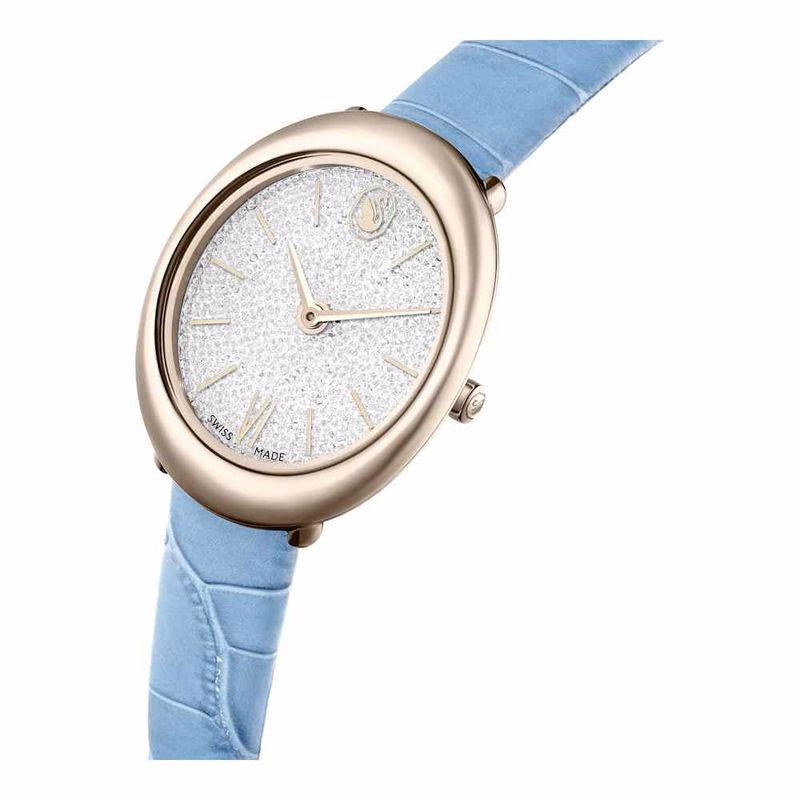 Imber Uhr, Swiss Made, Lederarmband, Blau, Champagner-Gold-Finish
