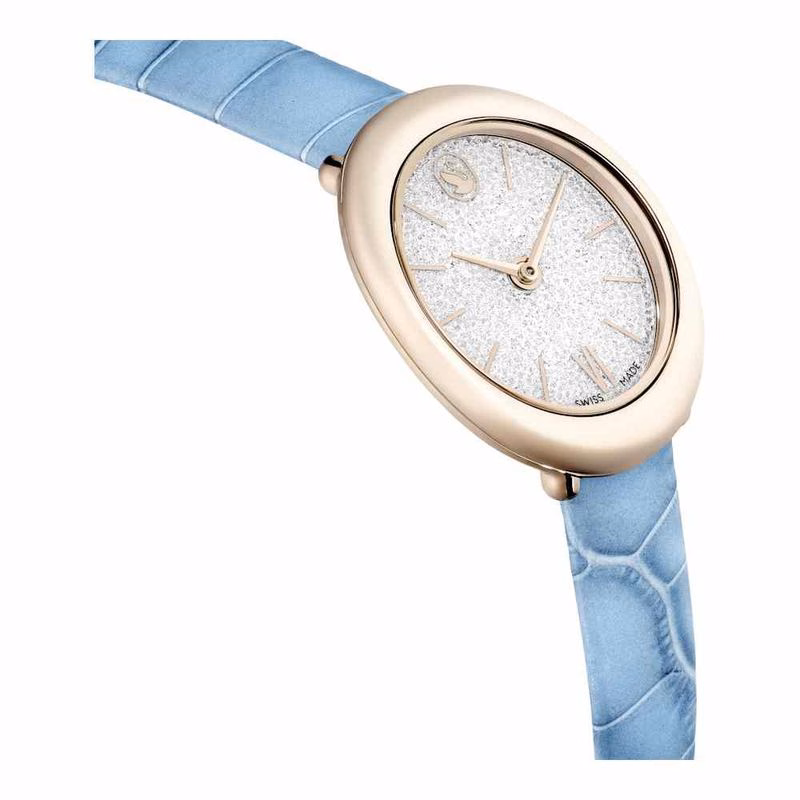 Imber Uhr, Swiss Made, Lederarmband, Blau, Champagner-Gold-Finish