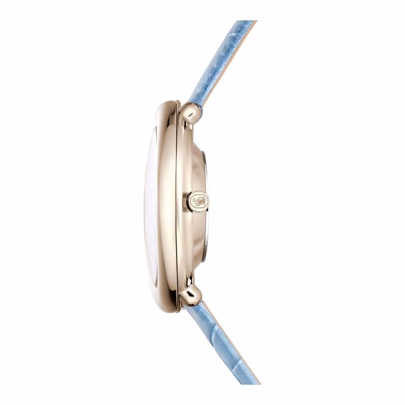 Imber Uhr, Swiss Made, Lederarmband, Blau, Champagner-Gold-Finish