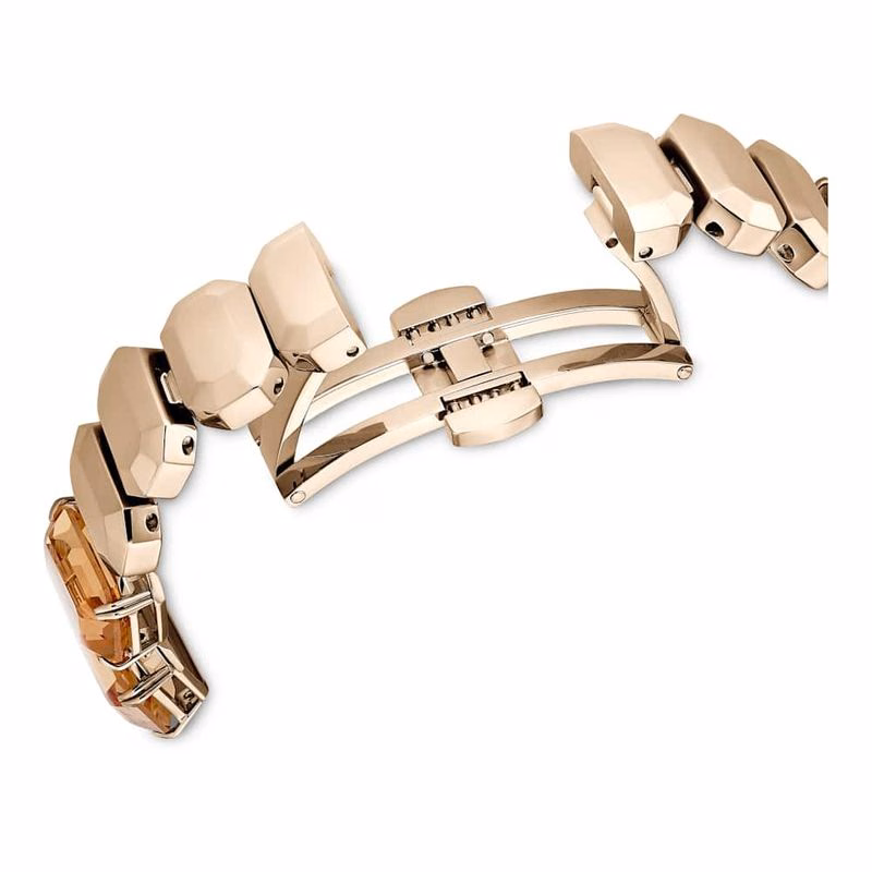 Uhr, achteckiges Armband, braun, champagnerfarbenes Goldfinish