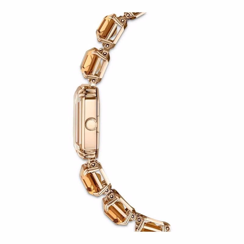 Uhr, achteckiges Armband, braun, champagnerfarbenes Goldfinish
